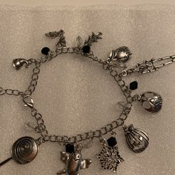 The Nightmare Before Christmas Jack Sally Gothic Bracelet New Silver Color