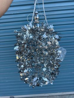 Silver Metal Floral Leaf Chandelier