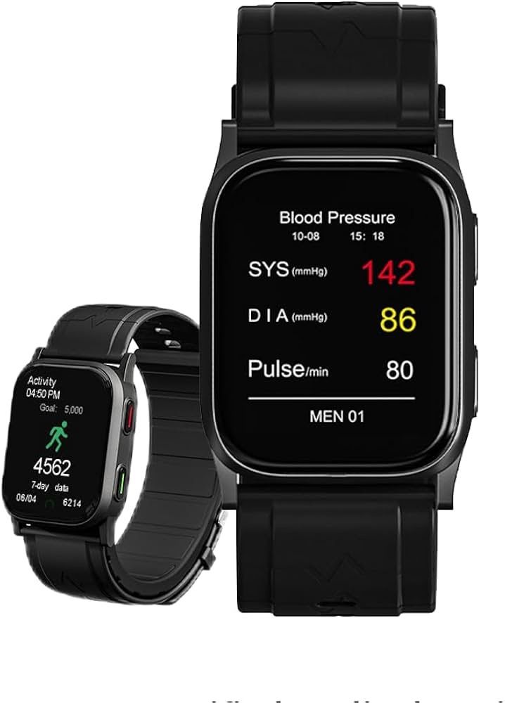 2nd Gen Black Lightweight BP Smartwatch, FDA 510(k) Cleared, Airbag Blood Pressure, Heart Rate, Blood Oxygen,Sleep, Fitness, Bluetooth App, AI Cloud H