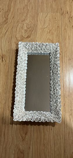 White And Grey Rose Pattern Mirror Home Decir