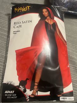Red Satin Hooded Cape Adult Costume
