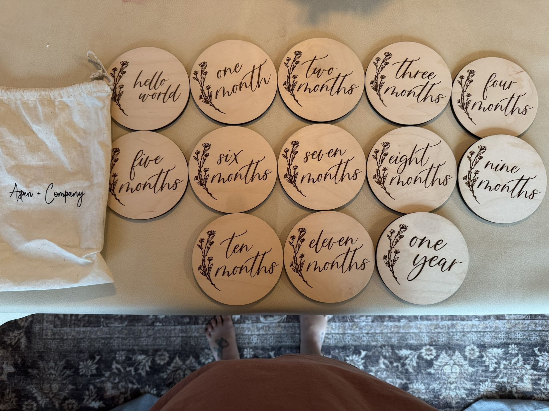 Wooden Baby Month Discs