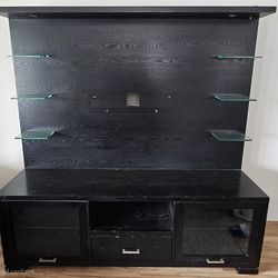 TV Unit w/ overhead lights & storage