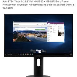 Acer Monitor with Tilt/Height Adjustment and Built-in Speakers