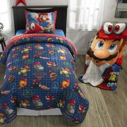 Super Mario Bros Micro Fiber Single/Twin comforter/Sham w-fitted sheet,flat sheet/pillow case