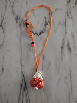 NEW HALLOWEEN PUMPKIN AND GHOST PENDANT NECKLACE 
