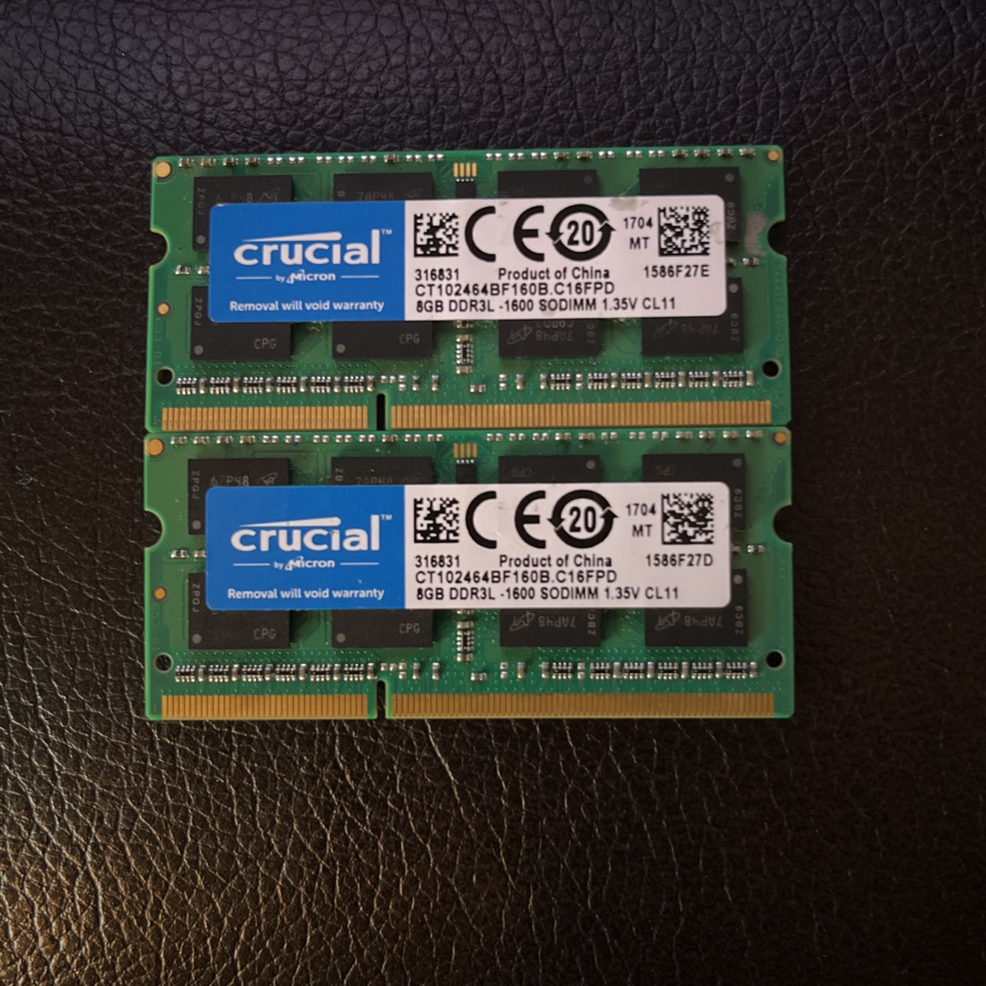 8GB DDR3L. 1600 SODIMM 1.35V CL11 (16GB) 