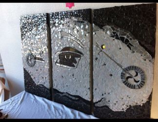 3 piece lighted motorcycle mosaic