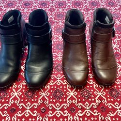 Orthofeet Size 9 Women’s Leather Ankle Boots In Black And Brown 