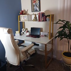 Boss Girl White & Gold Desk w/Hutch - $85