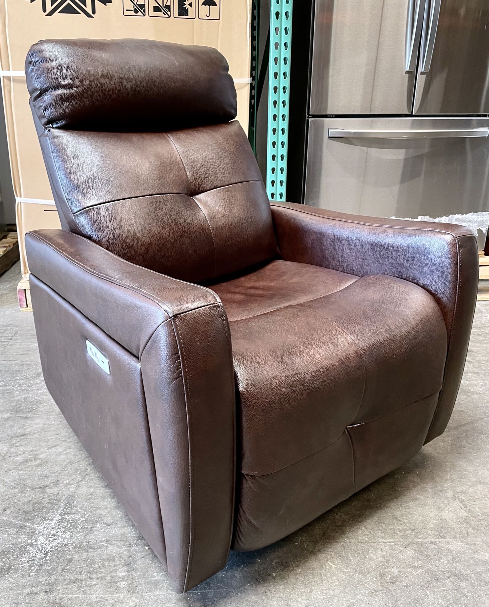 Rochester Leather Power Swivel Glider Recliner, Brown 