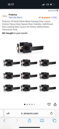 Sopoby 10 Pack Matte Black Door Handles Privacy Door Levers, Keyless Interior Door Knobs Square Door Levers Heavy Duty D