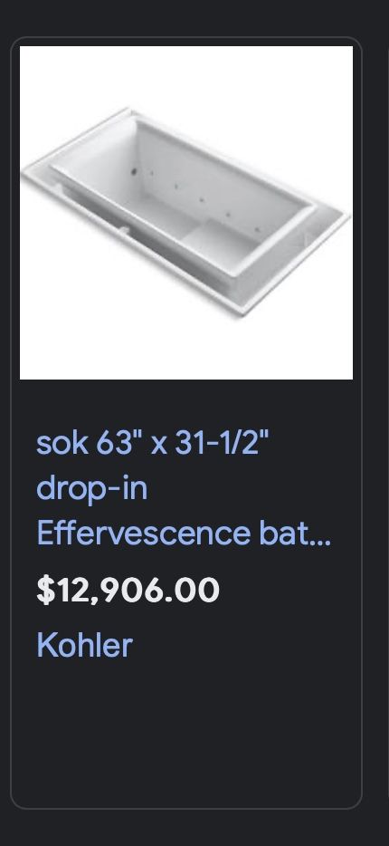 XL Kohler SOK Infiniti bathtub