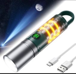 High Lumens Rechargeable Flashlights, 100000 Lumens Super Bright Flashlights, 6 Modes Zoomable High Bright Flashlights，Suitable for Hiking Camping and