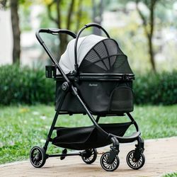 Pet Stroller With Canopy And Removable Basket - Brand New