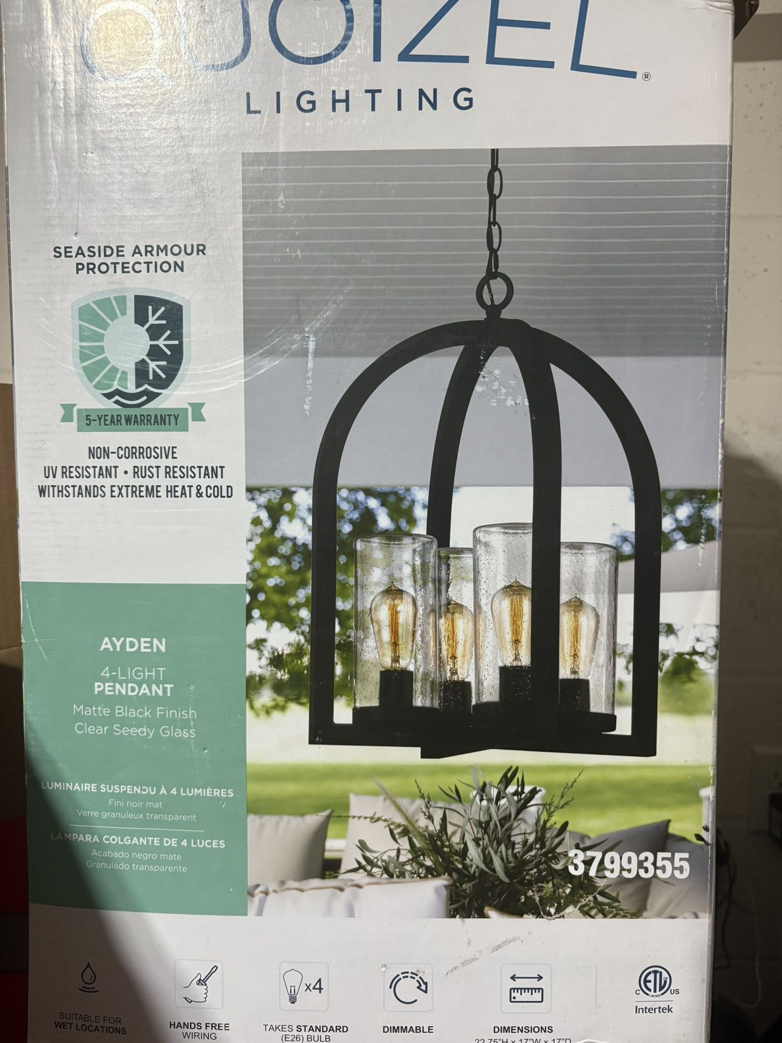 4-Light Matte Black Clear Glass Lamp