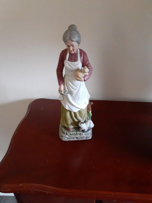 Vintage Ardco Fine Quality Dallas Old Woman With Cat