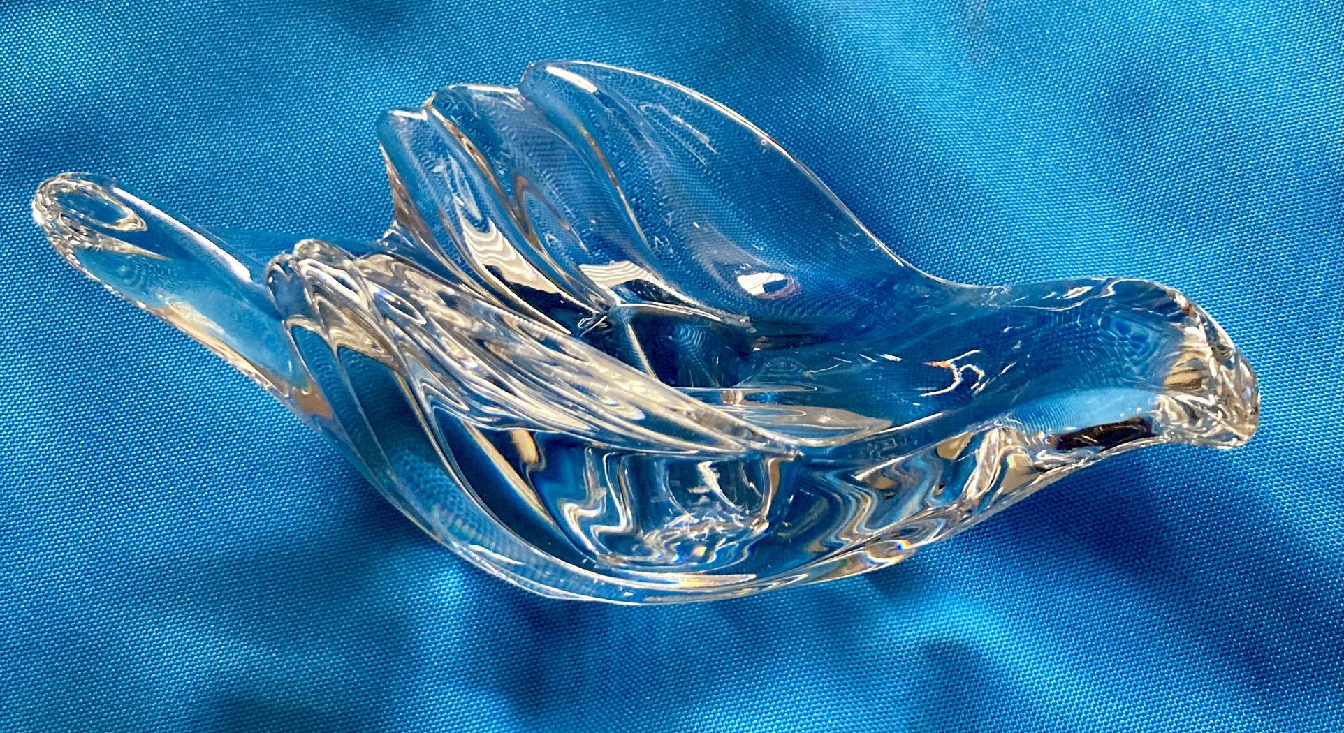 THREE (3) Gorham Crystal Doves 6” x 3” x 2.5” candle holder On