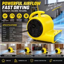 NEW High Velocity Air Mover – 1/3 HP | 3 Speed Blower
