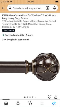 Curtain rod 72-144”