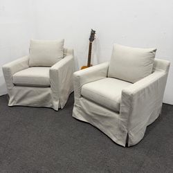 2x •Brand New• Sloan Slipcovered Petite Chair (50% OFF) - Can Deliver - Light Gray