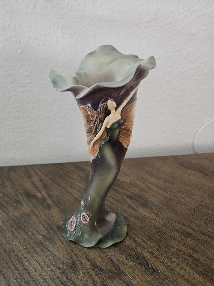 VTG Montefiori  Fairy figurene Vase 3D Sculpture Figurine Mythical 9.5"
