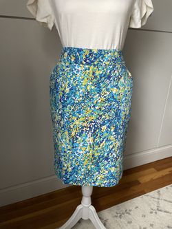 Merona Turquoise Patterned Pencil Skirt Size 2