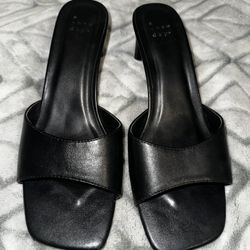 A New Day Lindie Black Open Toe Mule Heels - Size 8.5