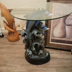Dolphin glass table 