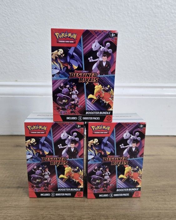 For Sale:
Brand New in Box Pokemon Trading Card Game TCG Scarlet & Violet Destined Rivals Booster Bundle