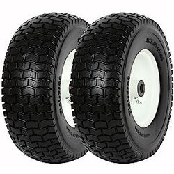 13x5.00-6 Flat Free Lawn Mower Tires with Rim, 3in 400lbs Capacity, Set of 2 (Fit Troy Bilt TB30R)