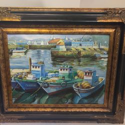 Vintage Oil Painting of Peniche Portugal