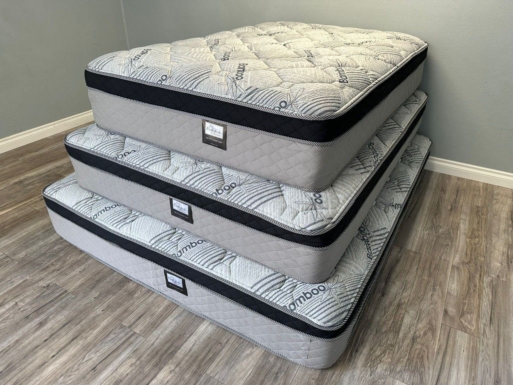 Queen Bamboo Plush Comfort Europillow Top 12inch Matres!!