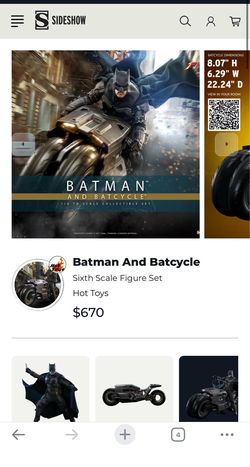 Batman and batcycle hot toys 1/6 figure