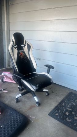 White and Black Leather Gaming Chair