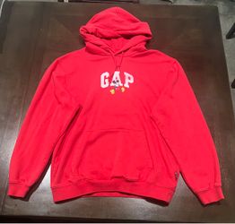 Gap x Disney Mickey Mouse Red Fleece Pullover Hoodie Size M