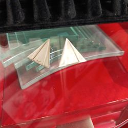 Triangular Vintage Earrings Made Of Sterling Silver 