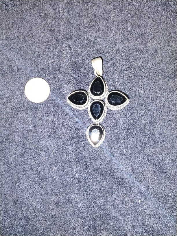 Onyx  Stone Cross Neckace