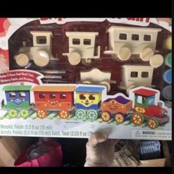Wooden Train Painting Set Christmas Craft