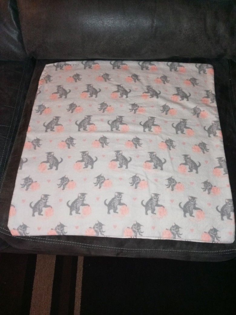 Critter Blanket/ Seat Cover - Kittens And Plaid W/Bow Detail