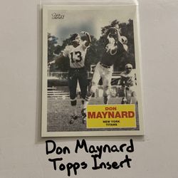 Don Maynard New York Titans Hall of Fame WR Topps Short Print Insert Card. 