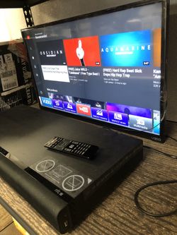 Vizio smart TV 32” with blueray sound bar and bass all in one