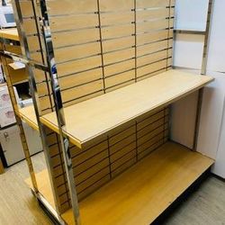 Retail Display Shelves Strong Slatwall Panel Wood and Chrome Racks 