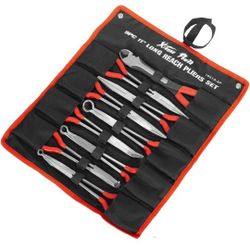 9pc 11" inch Long Reach Plier Mechanics Electricians Craft & Hobby Tool Set
