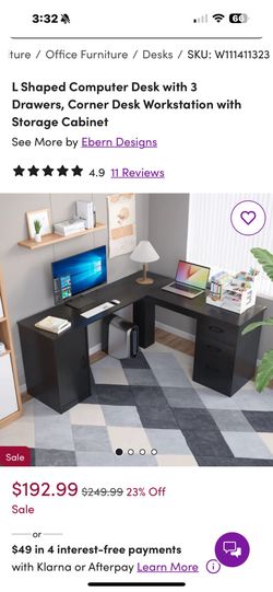 Desk Workstation with Storage Cabinet