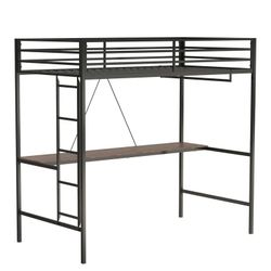 Full size black desk bed