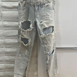 One Teaspoon Ripped Distressed Boyfriend Jeans Size 24