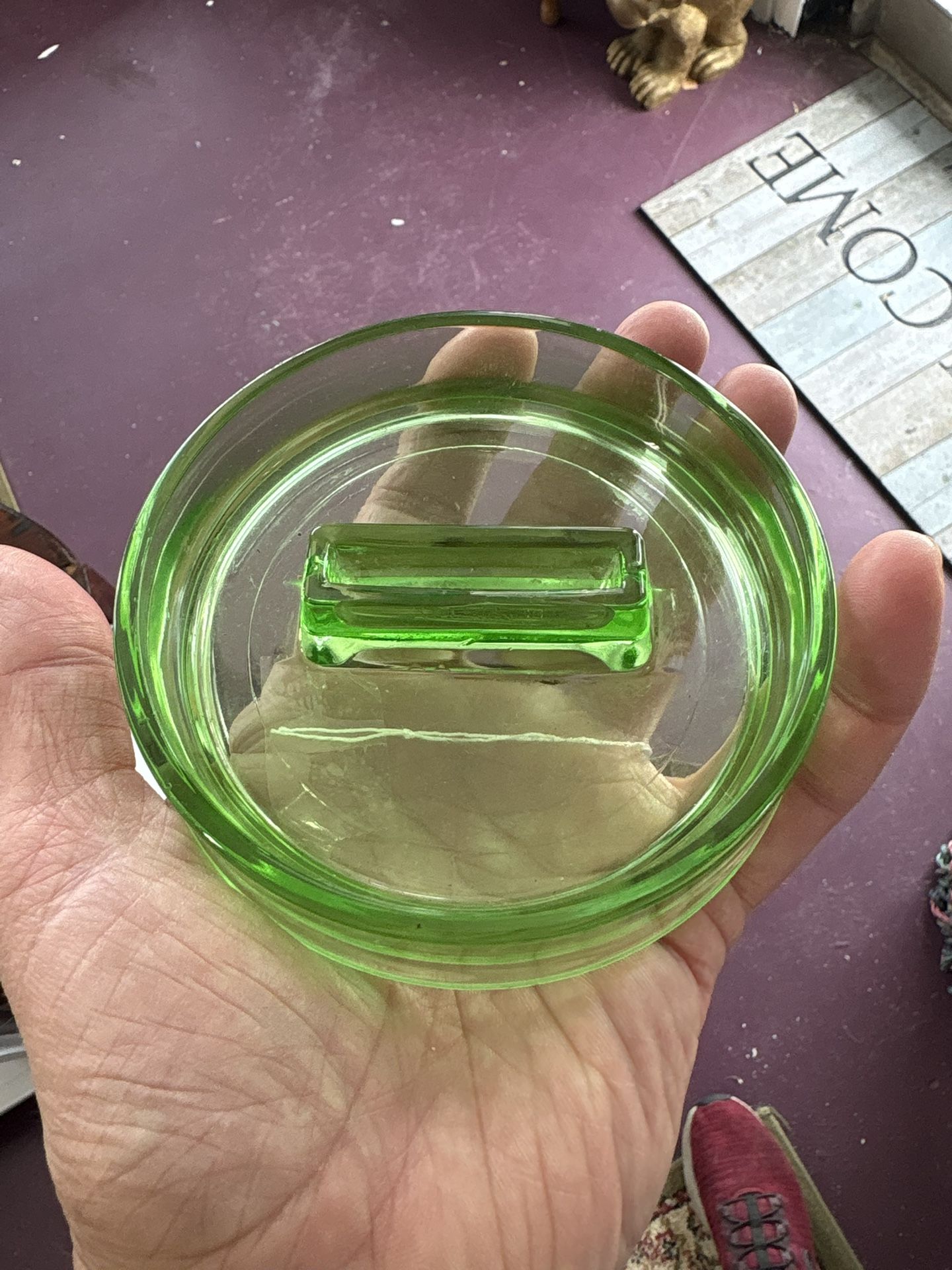 1930s uranium depression, glass ashtray with match book holder