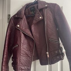 Burgundy Faux Leather Jacket