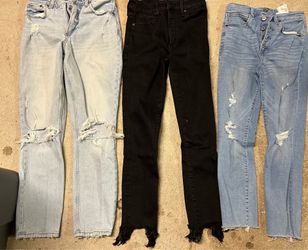 Size 2/26" Abercrombie & Fitch distressed straight ankle jeans bundle of 3
